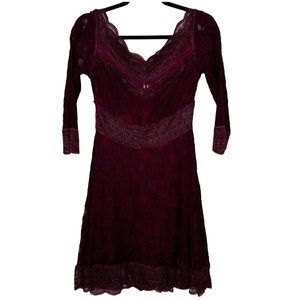 Free People Womens Burgundy Red Lace Dress Size Small